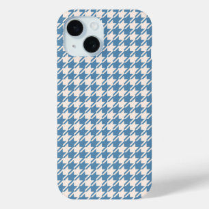 Houndstooth Blue+Cream Rpt Pattern iPhone 15 Case