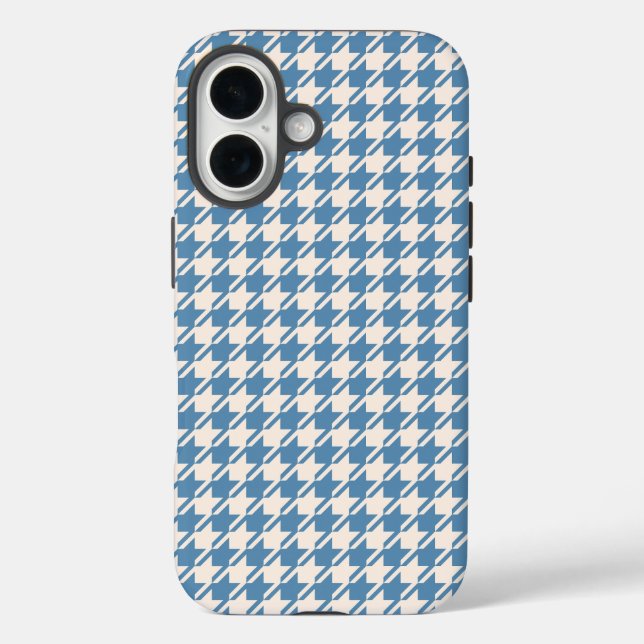 Houndstooth Blue+Cream Rpt Pattern Case-Mate iPhone Case (Back)