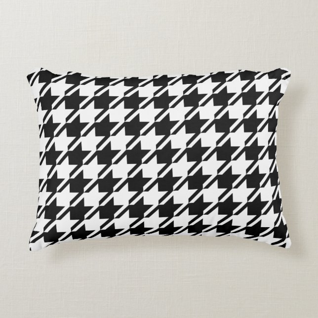 Houndstooth BW Big Pattern Decorative Cushion (Front)