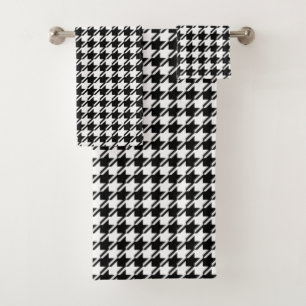 Houndstooth BW Pattern Bath Towel Set