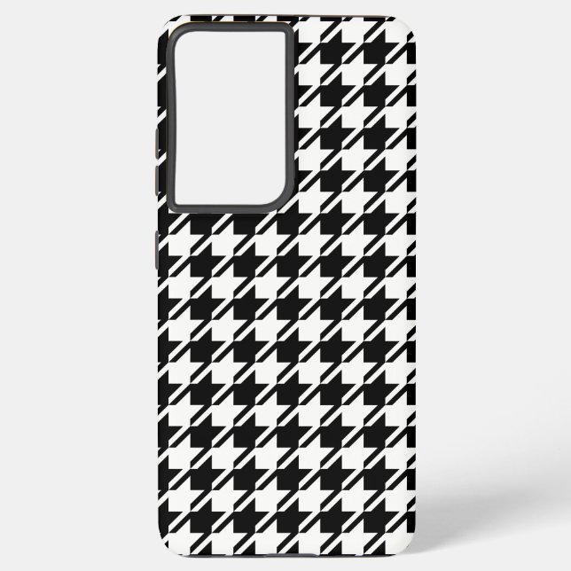 Houndstooth BW Rpt Pattern Samsung Galaxy S21+ Case (Back)