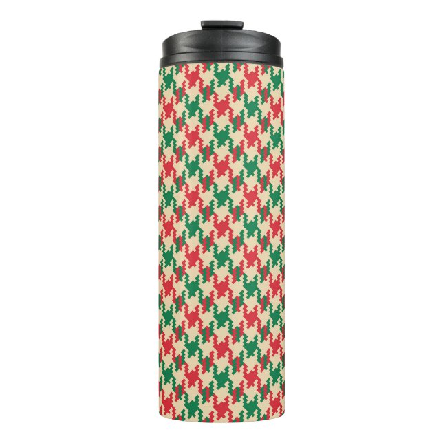 Houndstooth check pattern, dog tooth design. thermal tumbler (Front)