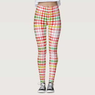 Houndstooth Classic Red Green Yellow Plaid Leggings