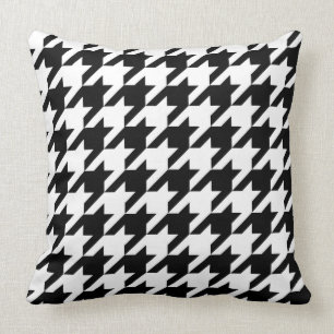 Houndstooth classic weaving black white pattern cushion