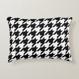 Houndstooth classic weaving black white pattern decorative cushion