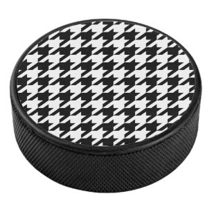 Houndstooth - Customise Background Colour Hockey Puck