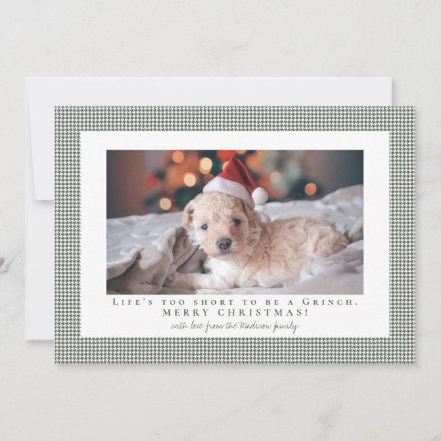 Houndstooth  Ebony frame photo  Holiday Card (Front)