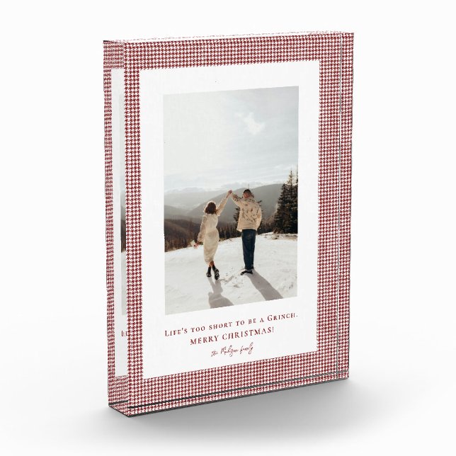 Houndstooth Falu red frame photo  Block (Left)
