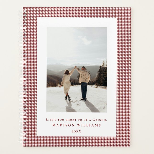 Houndstooth Falu red frame photo  Planner (Front)