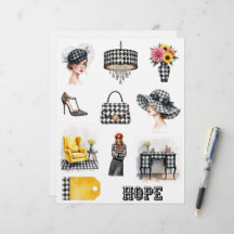 Houndstooth Fashion Themed Scrapbook Paper Cutouts