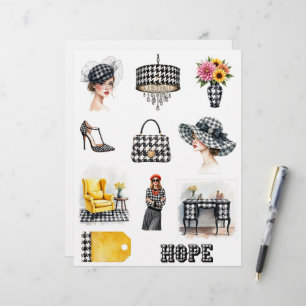 Houndstooth Fashion Themed Scrapbook Paper Cutouts