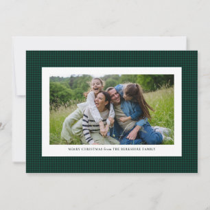 Houndstooth frame plum holiday photo card
