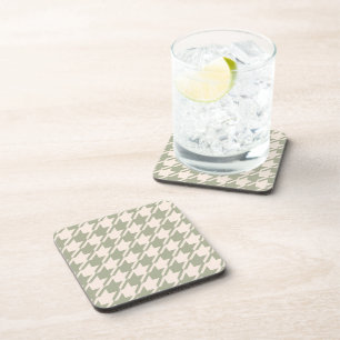 Houndstooth Green+Cream Lg Pattern Coaster