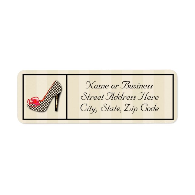 Houndstooth High Heel Return Address Labels (Front)