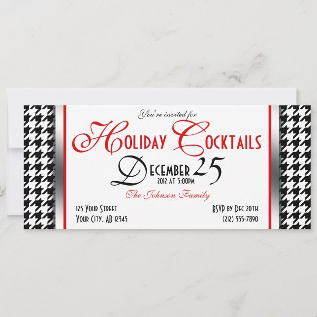 Houndstooth Holiday Cocktail Invitations (Front)