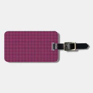 Houndstooth Hot Pink and Black Luggage Tag