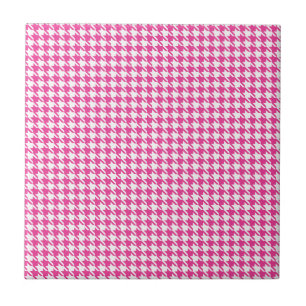 Houndstooth Hot Pink and White Ceramic Tile