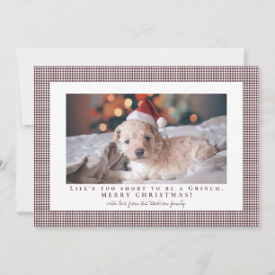 Houndstooth Light Chocolate Cosmos frame photo Holiday Card