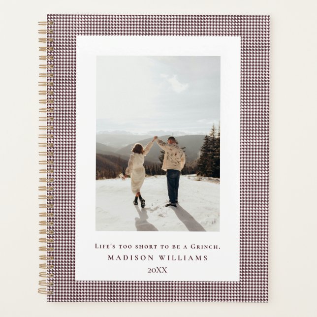 Houndstooth Light Chocolate Cosmos frame photo  Planner (Front)