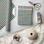 Houndstooth Modern Christmas Holiday Green Pink Wrapping Paper<br><div class="desc">This is a preppy pink & green houndstooth print wrapping paper. Ideal for the holiday season for Christmas or New Year's. You can find additional coordinating items in our "Modern Pink & Green Holiday" collection.</div>