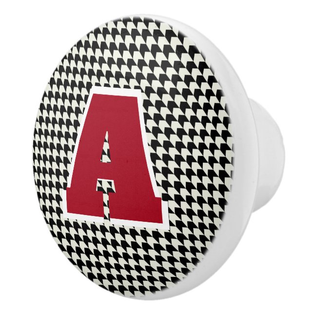 Houndstooth monogram  ceramic knob (Right)