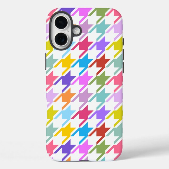 Houndstooth Multicolor+White Big Pattern Case-Mate iPhone Case (Back)