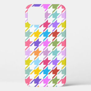 Houndstooth Multicolor+White Big Pattern iPhone 12 Pro Case