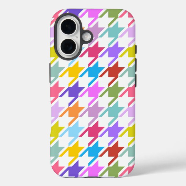Houndstooth Multicolor+White Big Pattern Case-Mate iPhone Case (Back)