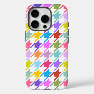 Houndstooth Multicolor+White Big Pattern iPhone 16 Pro Case