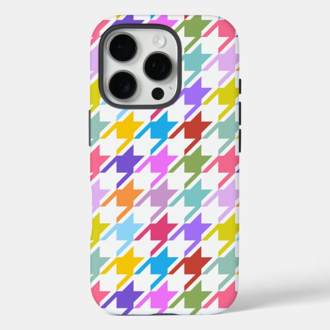 Houndstooth Multicolor+White Big Pattern Case-Mate iPhone Case (Back)