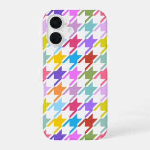Houndstooth Multicolor+White Big Pattern iPhone 16 Case