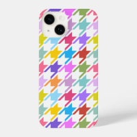 Houndstooth Multicolor+White Big Pattern
