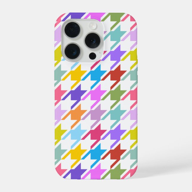 Houndstooth Multicolor+White Big Pattern iPhone Case (Back)