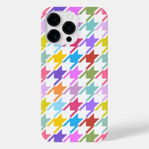 Houndstooth Multicolor+White Big Pattern iPhone 14 Pro Max Case