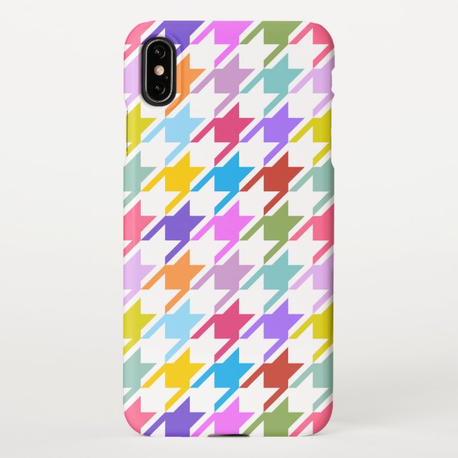 Houndstooth Multicolor+White Big Pattern iPhone Case (Back)