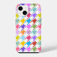 Houndstooth Multicolor+White Big Pattern