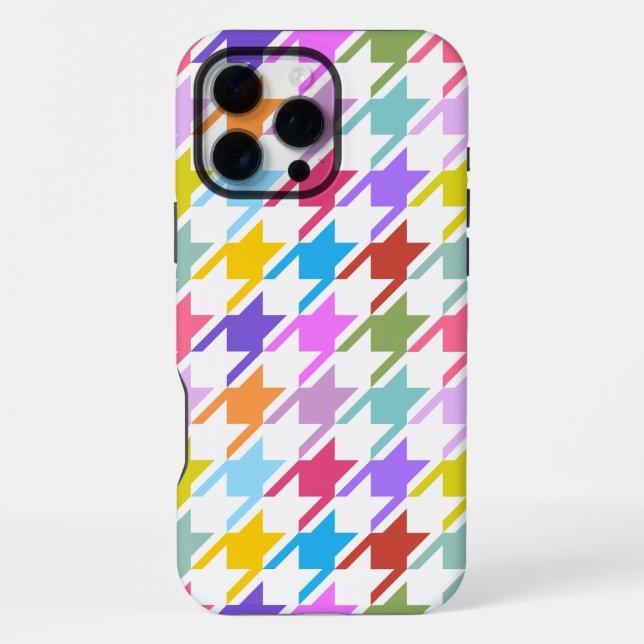 Houndstooth Multicolor+White Big Pattern iPhone Case (Back)