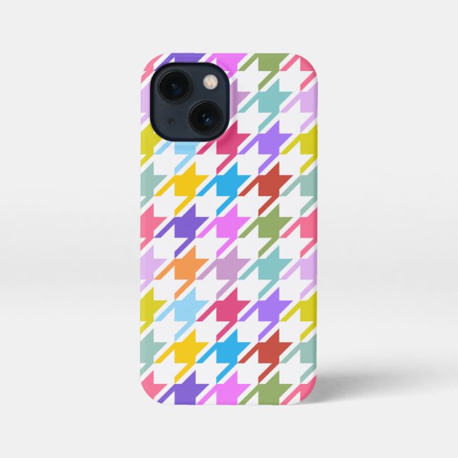 Houndstooth Multicolor+White Big Pattern iPhone Case (Back)