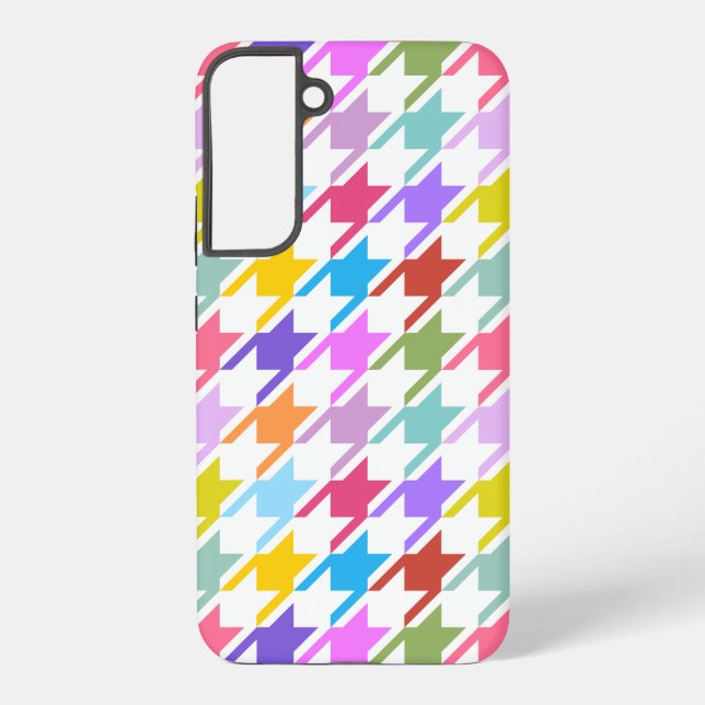 Houndstooth Multicolor+White Big Pattern Samsung Galaxy S22+ Case (Back)