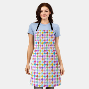 Houndstooth Multicolor+White Pattern Apron