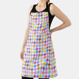 Houndstooth Multicolor+White Pattern Apron