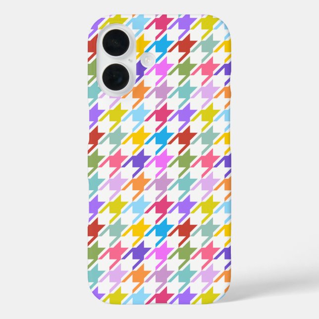 Houndstooth Multicolor+White Pattern Case-Mate iPhone Case (Back)