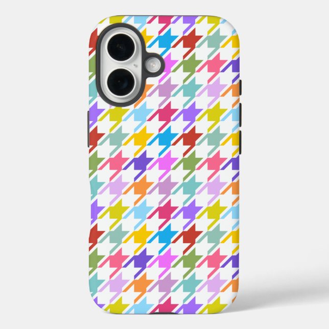 Houndstooth Multicolor+White Pattern Case-Mate iPhone Case (Back)