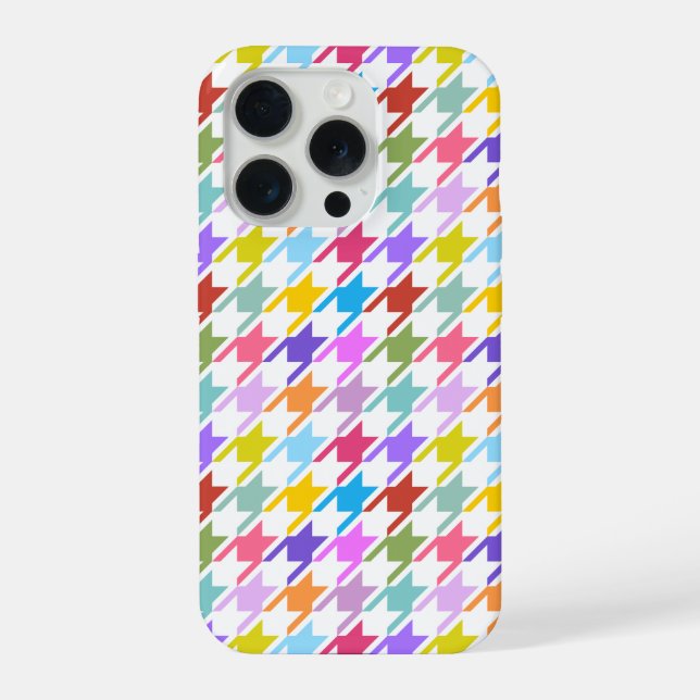 Houndstooth Multicolor+White Pattern iPhone Case (Back)