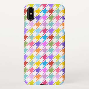 Houndstooth Multicolor+White Pattern iPhone Case