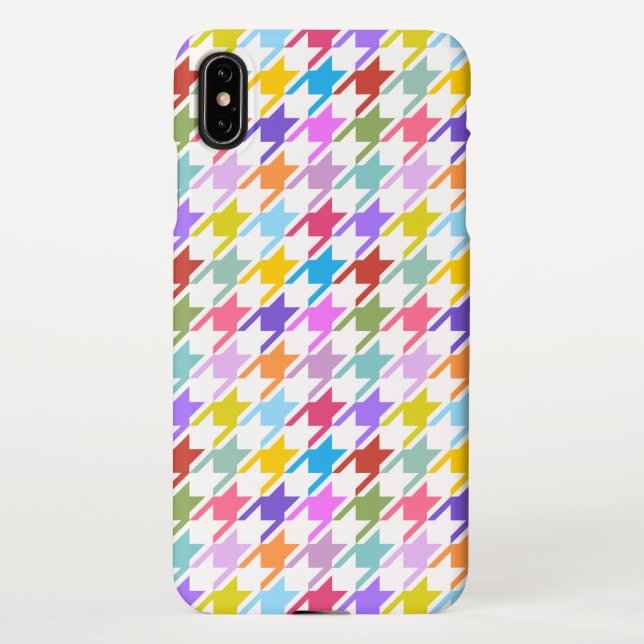 Houndstooth Multicolor+White Pattern iPhone Case (Back)