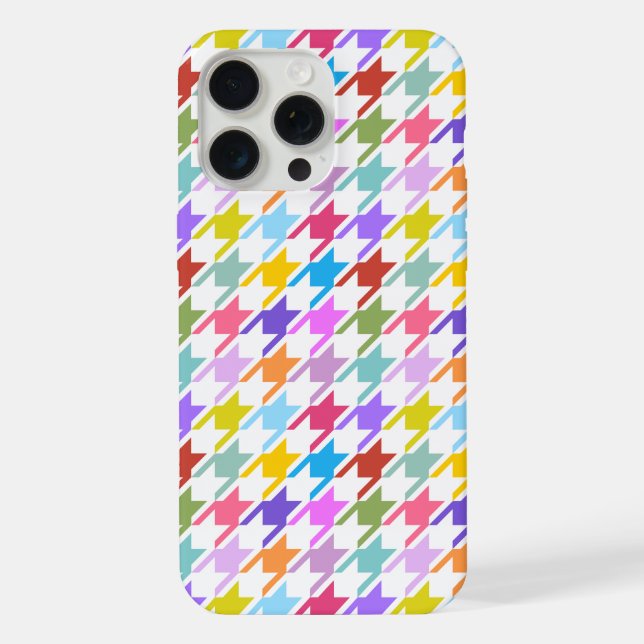 Houndstooth Multicolor+White Pattern iPhone Case (Back)