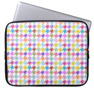 Houndstooth Multicolor+White Pattern Laptop Sleeve