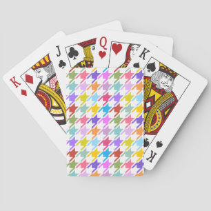 Houndstooth Multicolor+White Pattern Playing Cards