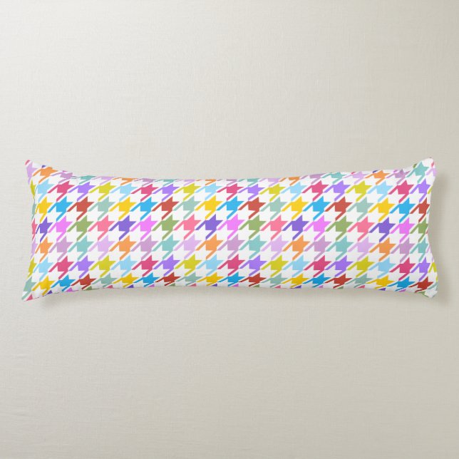 Houndstooth Multicolor+White Rpt Pattern Body Cushion (Front)